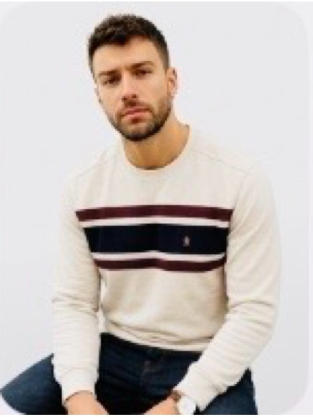 IZOD Sweatshirt Crew Neck Pullover Oatmeal Cream Blue Burgundy Mens Size L